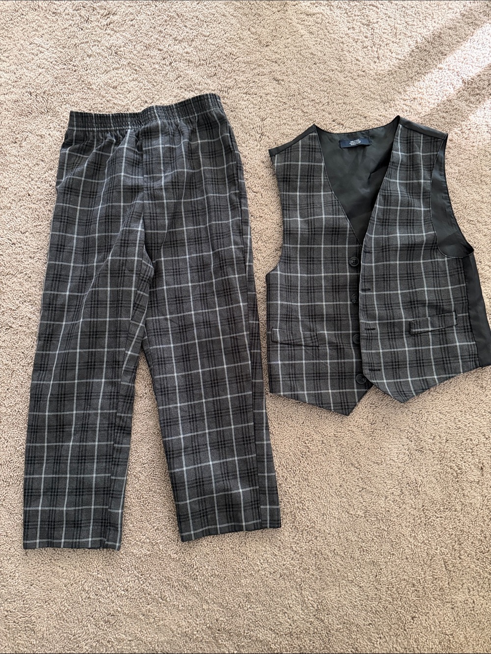 Nautica Gray & Black Plaid Vest and Pants Set